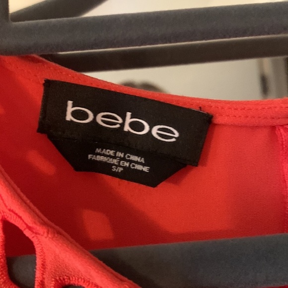 BEBE top size S women’s top. Bright poppy colored. - Picture 2 of 6